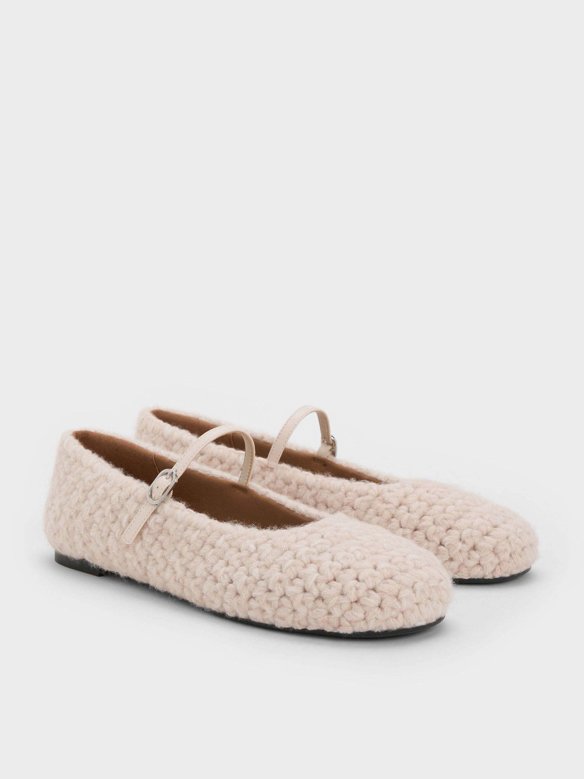 Crochet Mary Jane Flats - Chalk | CHARLES & KEITH