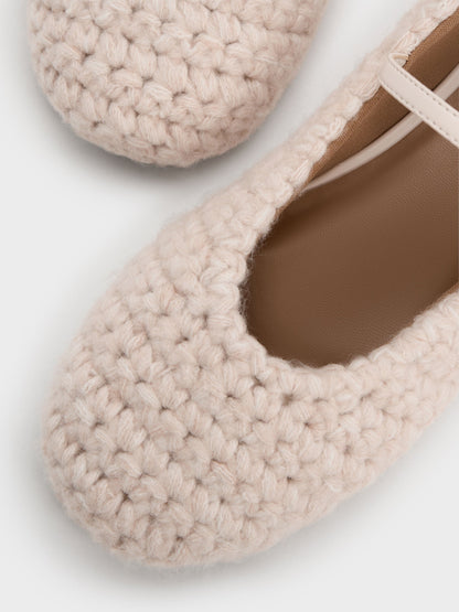 Crochet Mary Jane Flats - Chalk | CHARLES & KEITH