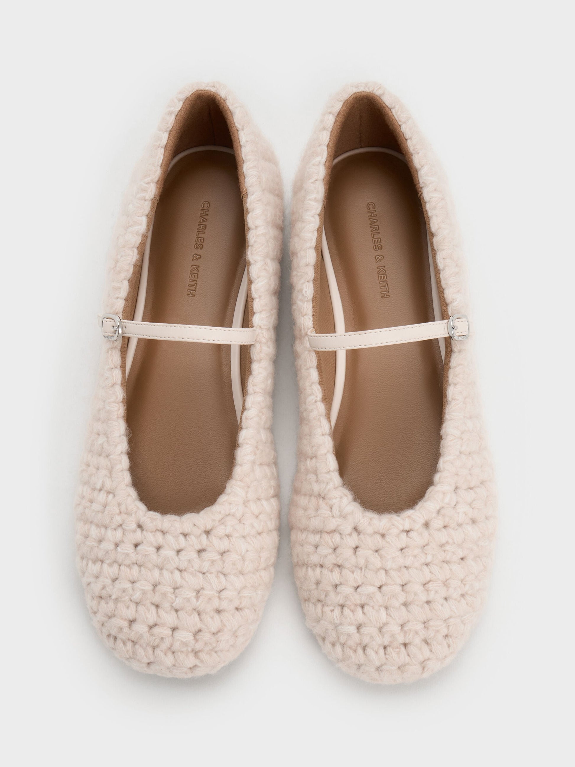 Crochet Mary Jane Flats - Chalk | CHARLES & KEITH