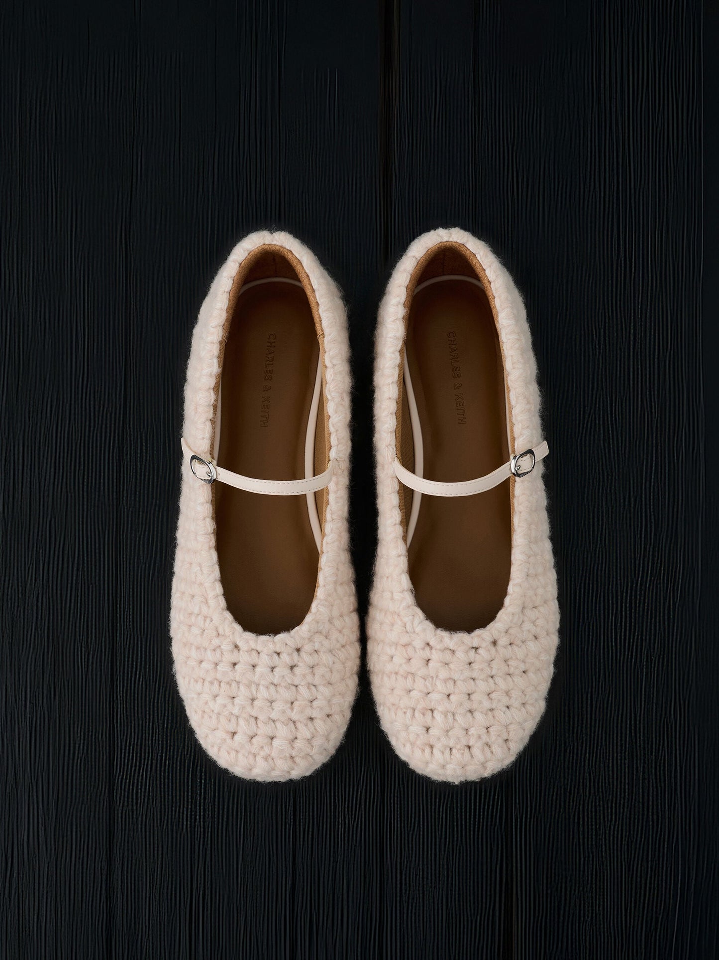 Crochet Mary Jane Flats - Chalk | CHARLES & KEITH