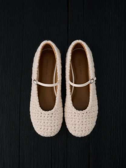Crochet Mary Jane Flats - Chalk | CHARLES & KEITH
