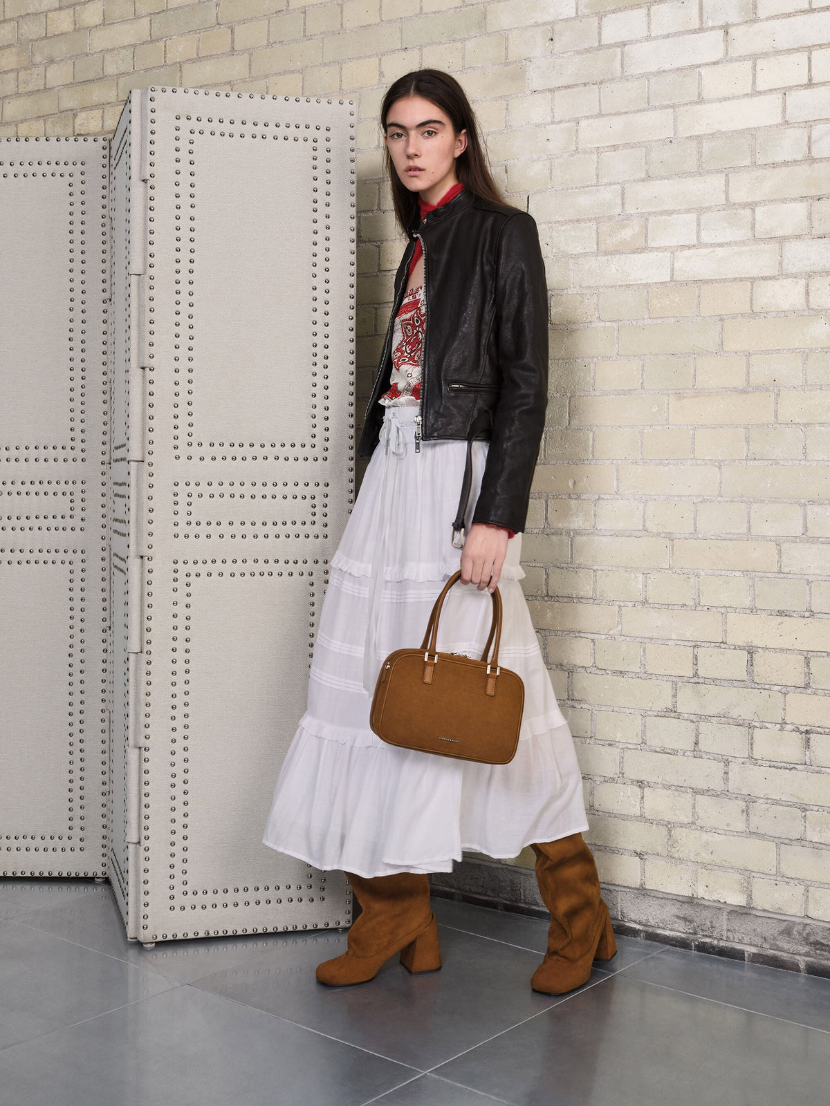 Robbie Faux Suede Heeled Knee-High Boots - Brown | CHARLES & KEITH