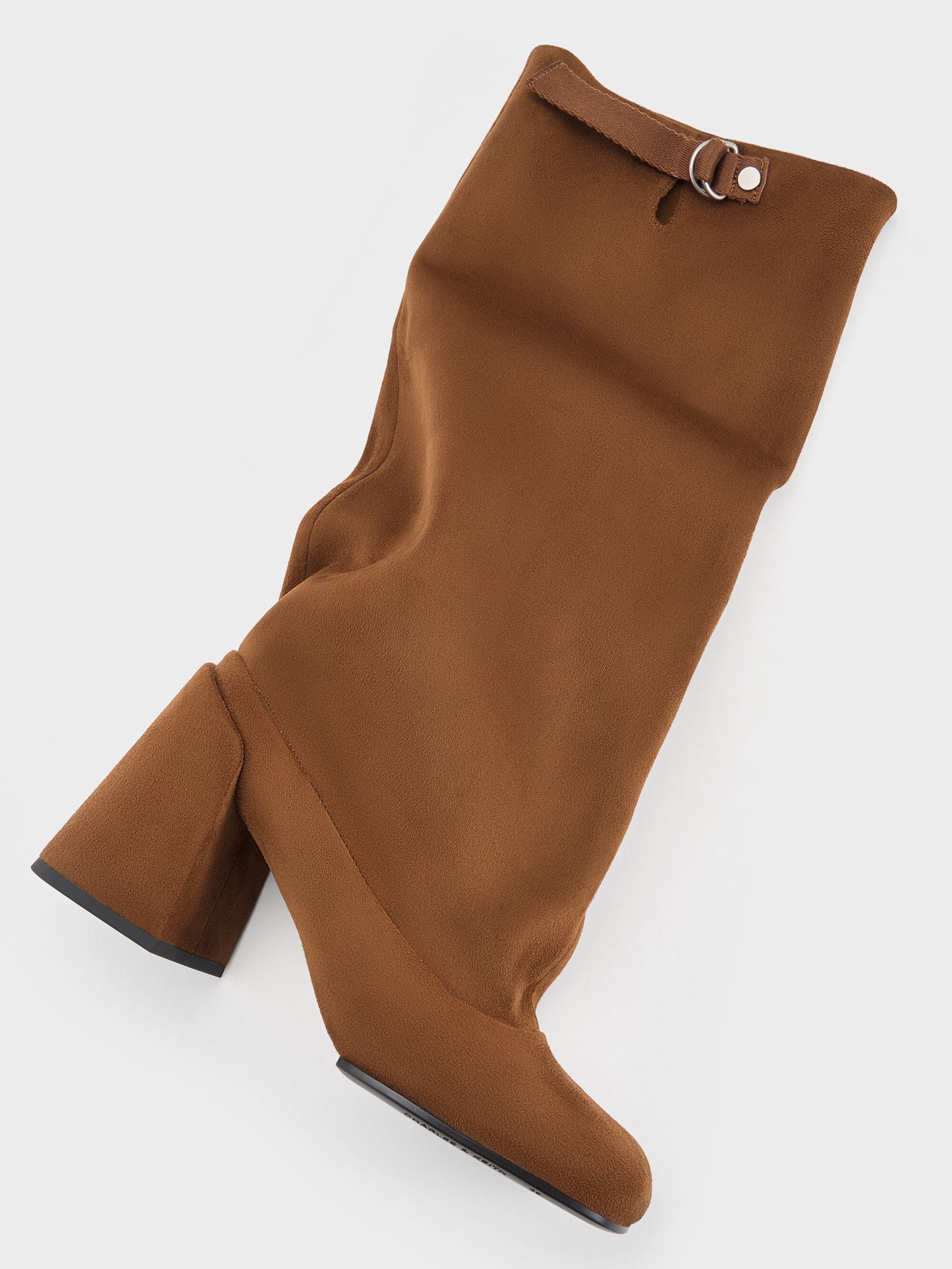 Robbie Faux Suede Heeled Knee-High Boots - Brown | CHARLES & KEITH