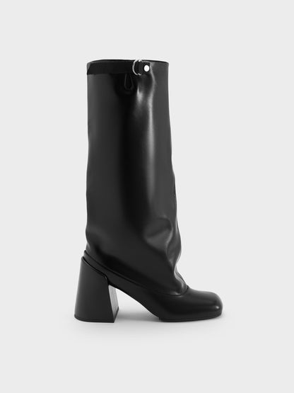 Robbie Heeled Knee-High Boots - Black | CHARLES & KEITH