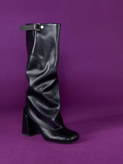 Robbie Heeled Knee-High Boots - Black | CHARLES & KEITH