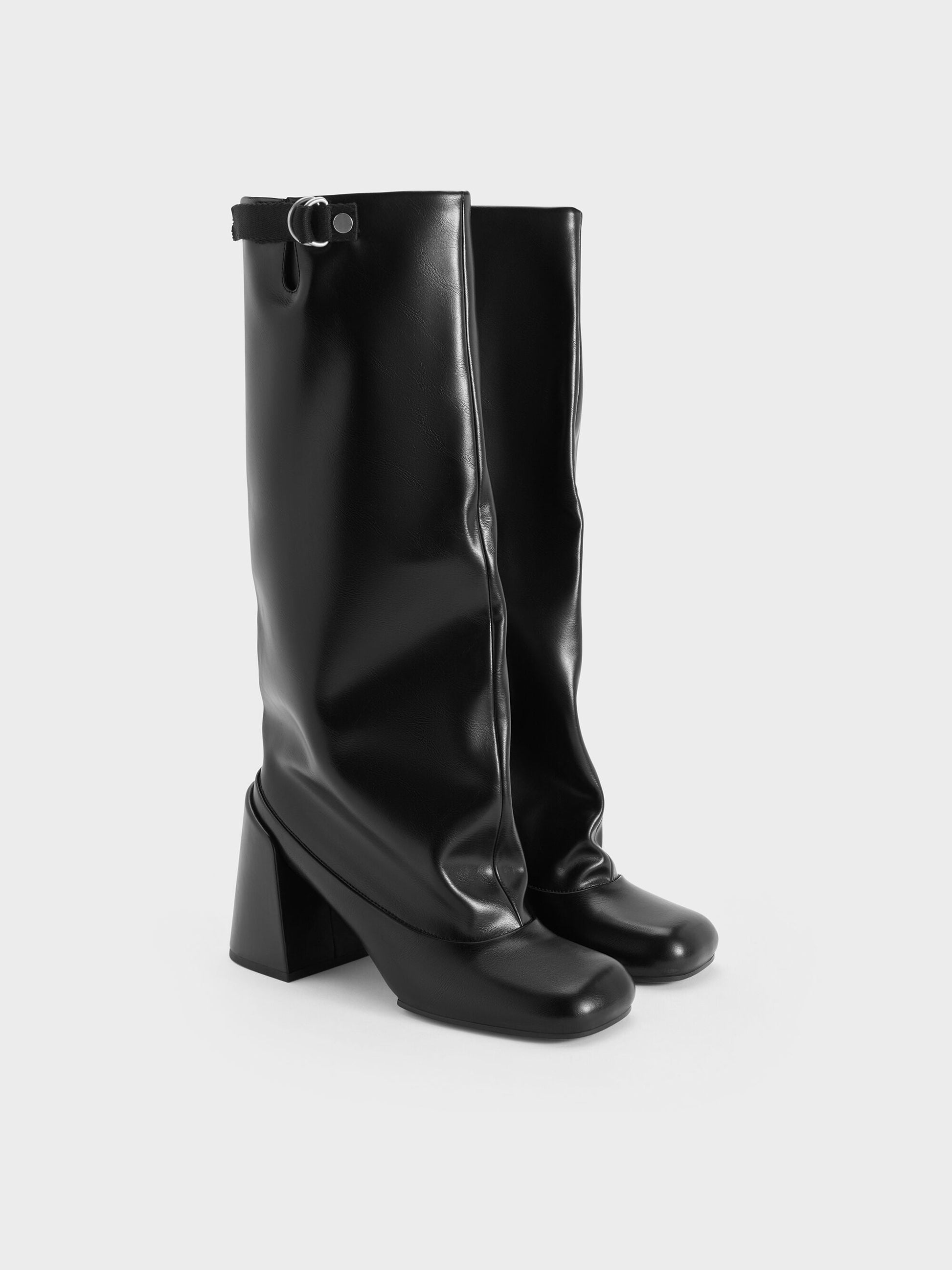 Robbie Heeled Knee-High Boots - Black | CHARLES & KEITH