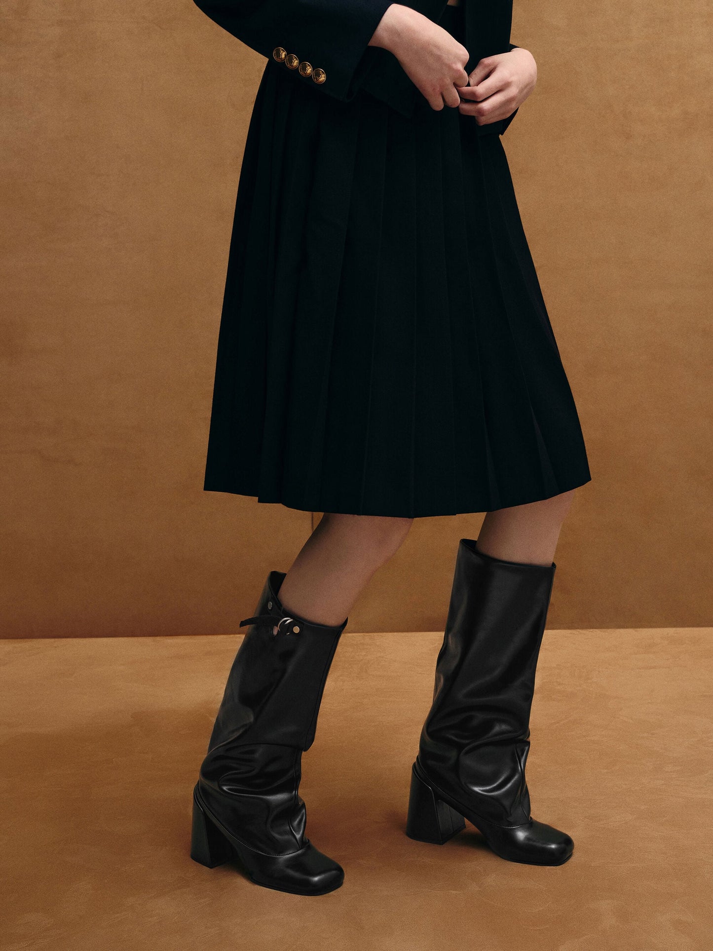 Robbie Heeled Knee-High Boots - Black | CHARLES & KEITH