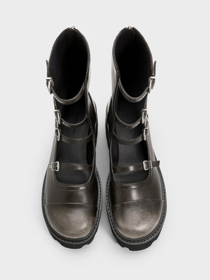 Celia Multi-Strap Calf Boots - Multi | CHARLES & KEITH