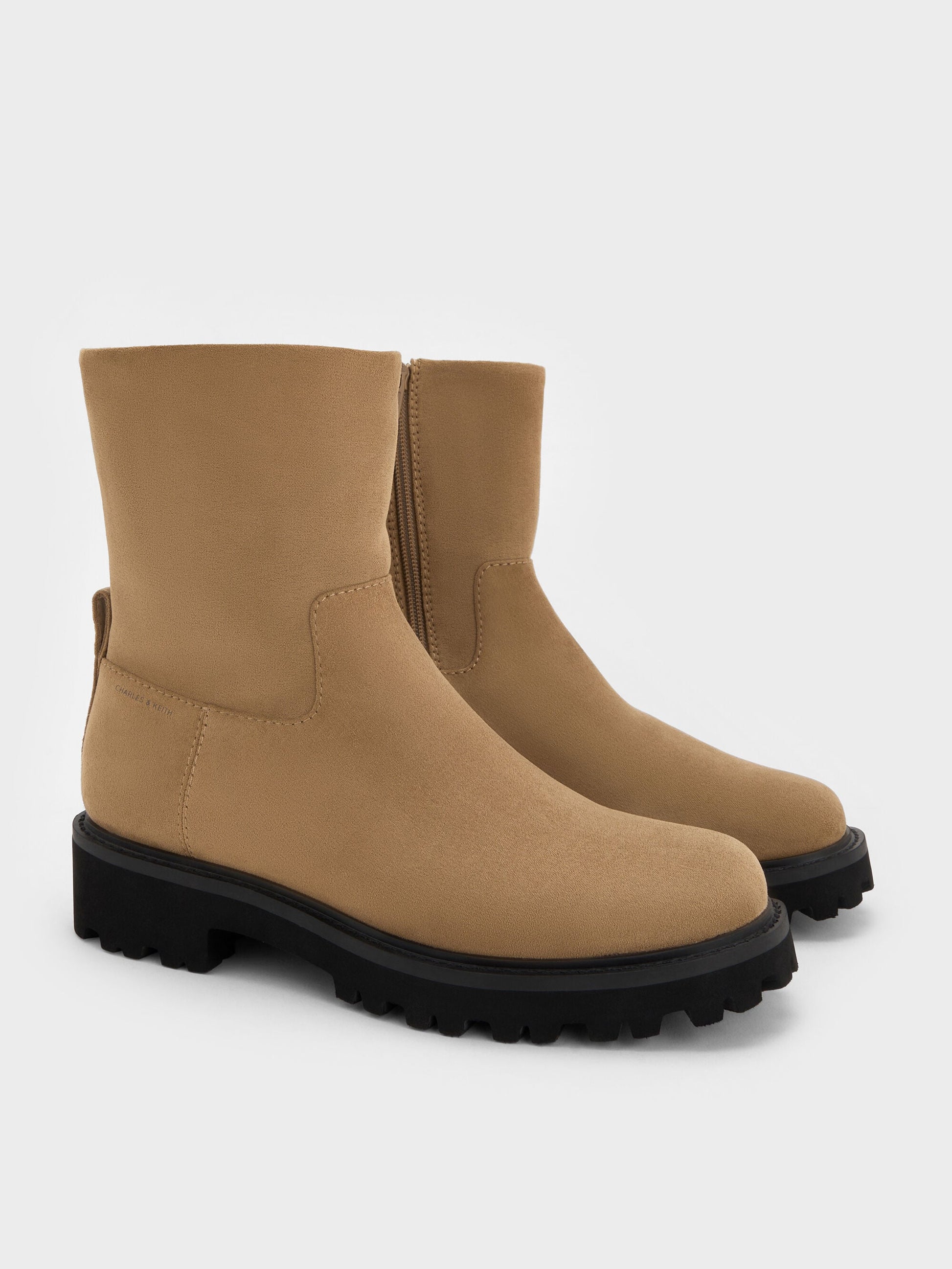 Devan Faux Suede Calf Boots - Camel | CHARLES & KEITH