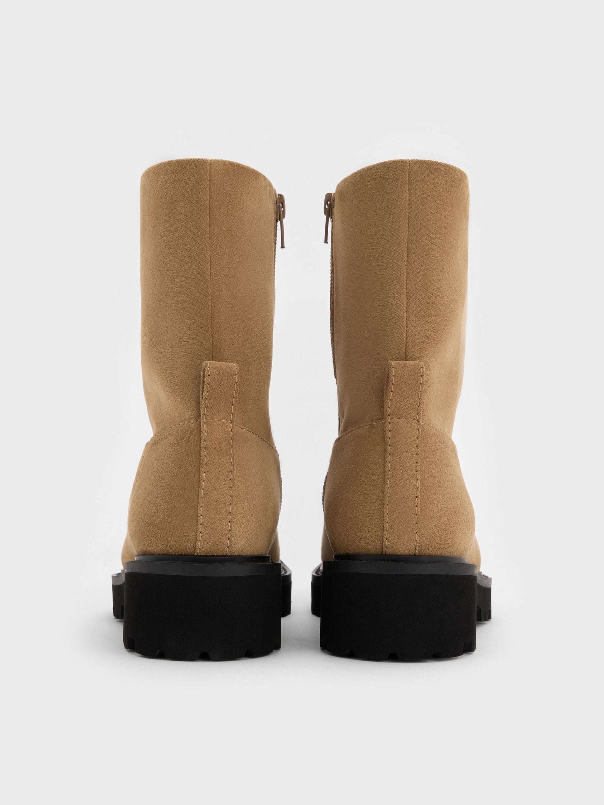 Devan Faux Suede Calf Boots - Camel | CHARLES & KEITH