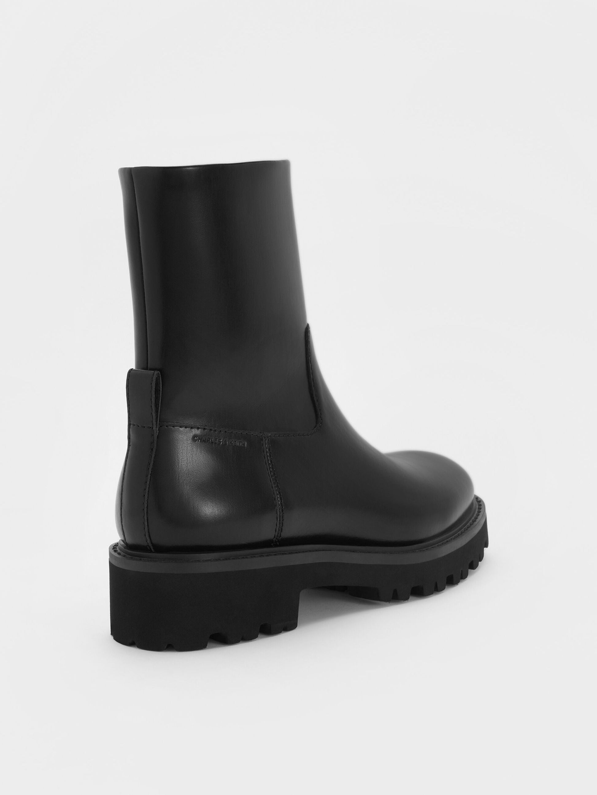 Devan Calf Boots - Black | CHARLES & KEITH