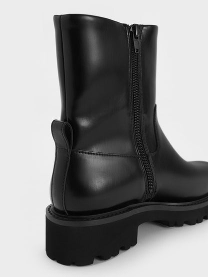 Devan Calf Boots - Black | CHARLES & KEITH