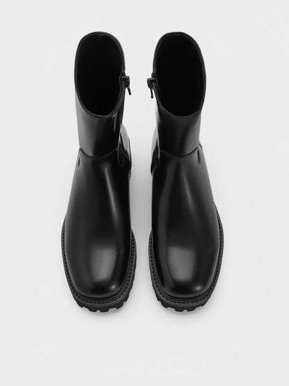 Devan Calf Boots - Black | CHARLES & KEITH
