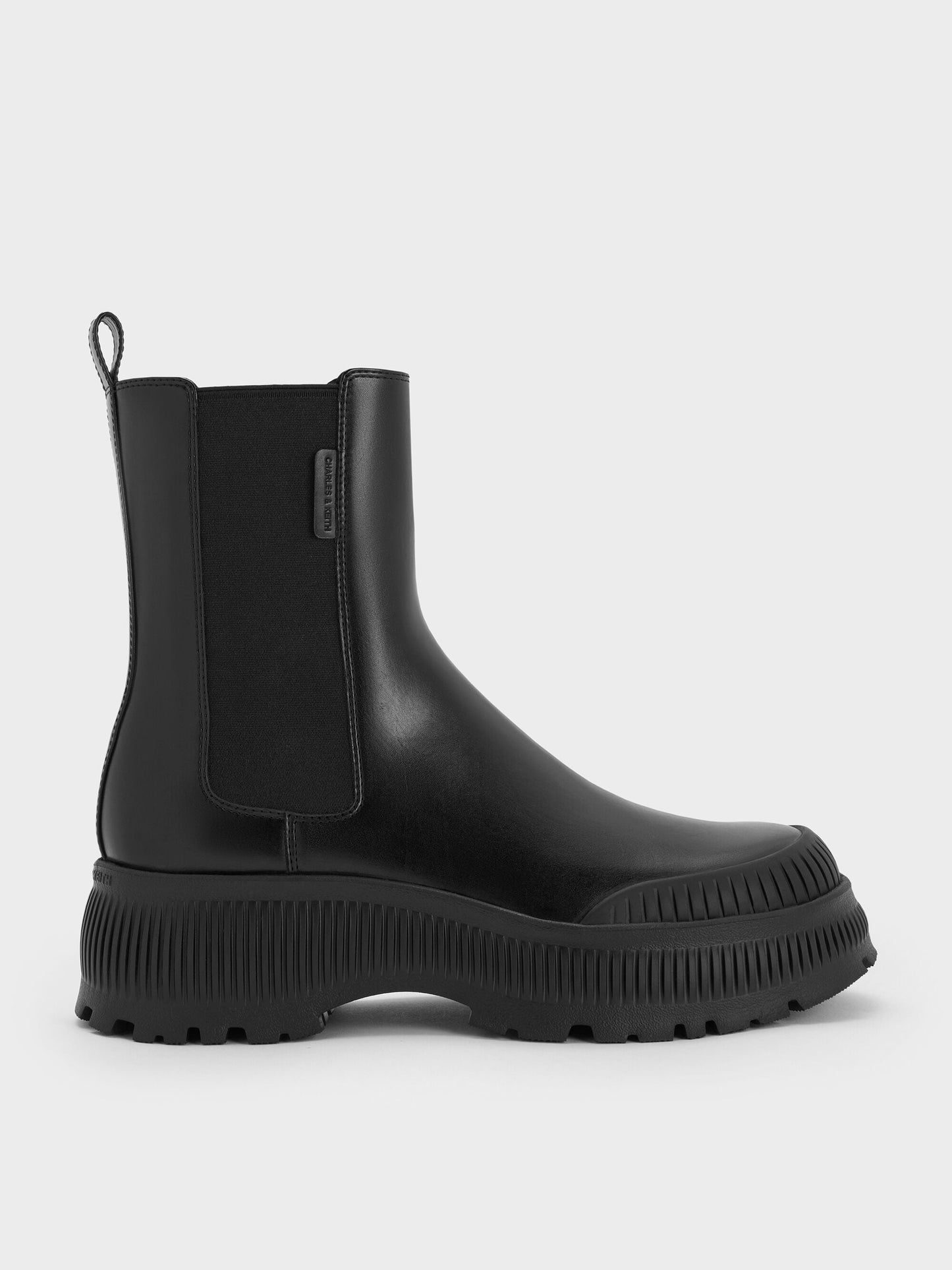 Darra Ridged-Sole Chelsea Boots - Black | CHARLES & KEITH