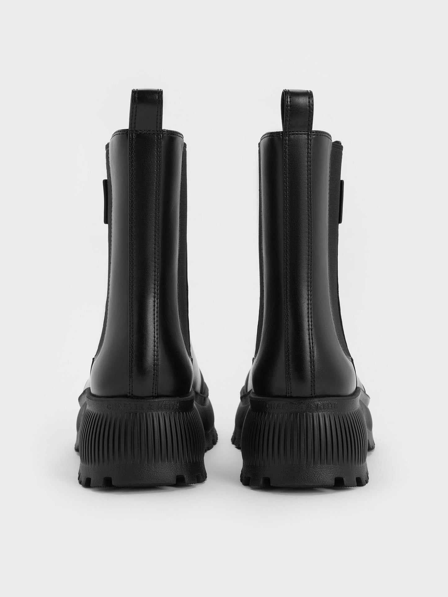 Darra Ridged-Sole Chelsea Boots - Black | CHARLES & KEITH