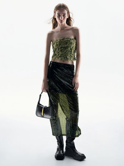 Cesia Croc-Effect Metallic-Accent Shoulder Bag - Black | CHARLES & KEITH