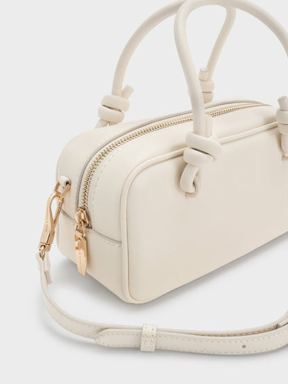 Sammie Knotted-Handle Boxy Bag - Cream | CHARLES & KEITH