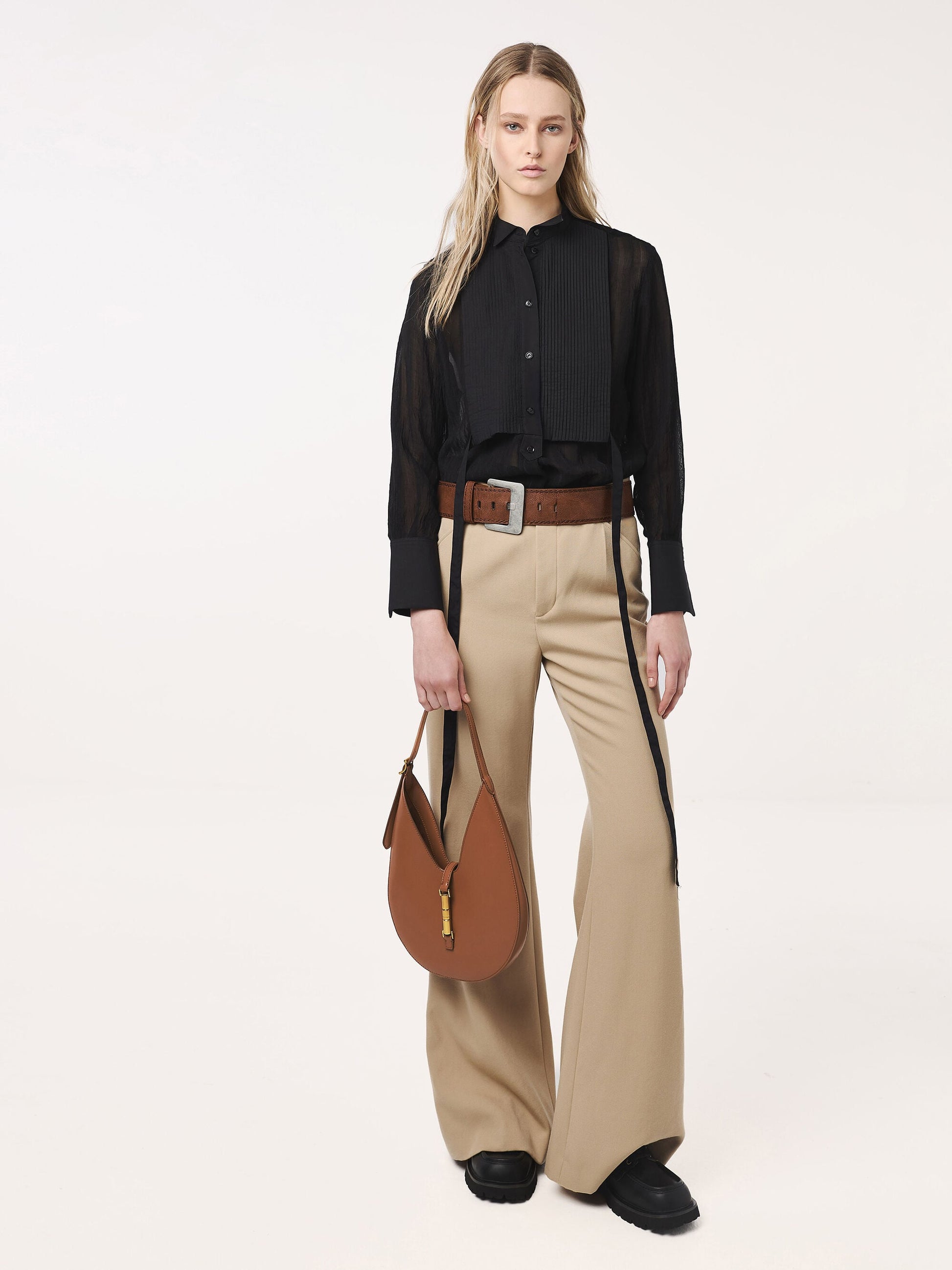 Cesia Metallic-Accent Hobo Bag - Chocolate | CHARLES & KEITH