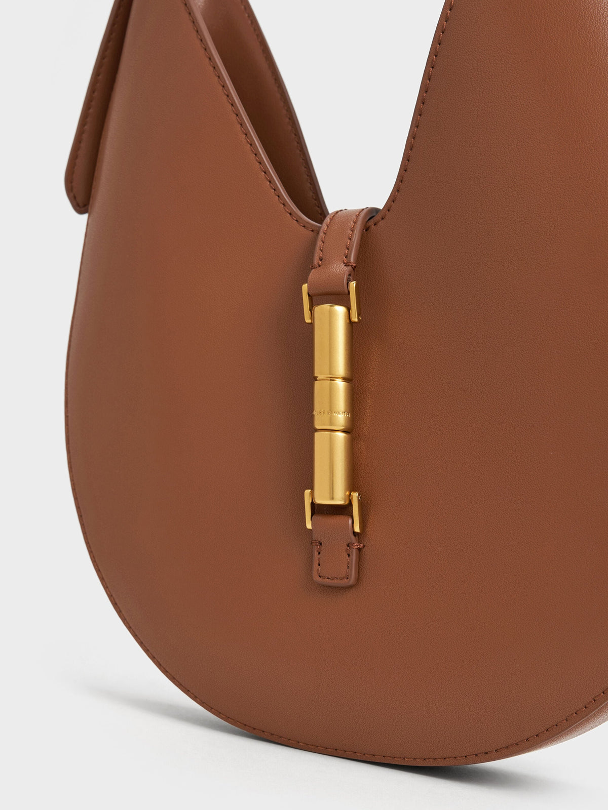 Cesia Metallic-Accent Hobo Bag - Chocolate | CHARLES & KEITH