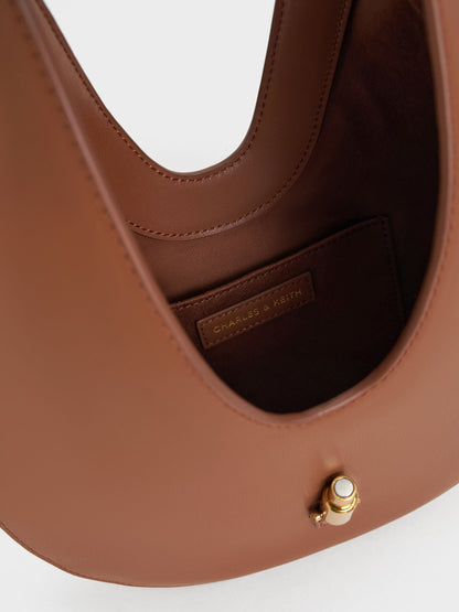 Cesia Metallic-Accent Hobo Bag - Chocolate | CHARLES & KEITH