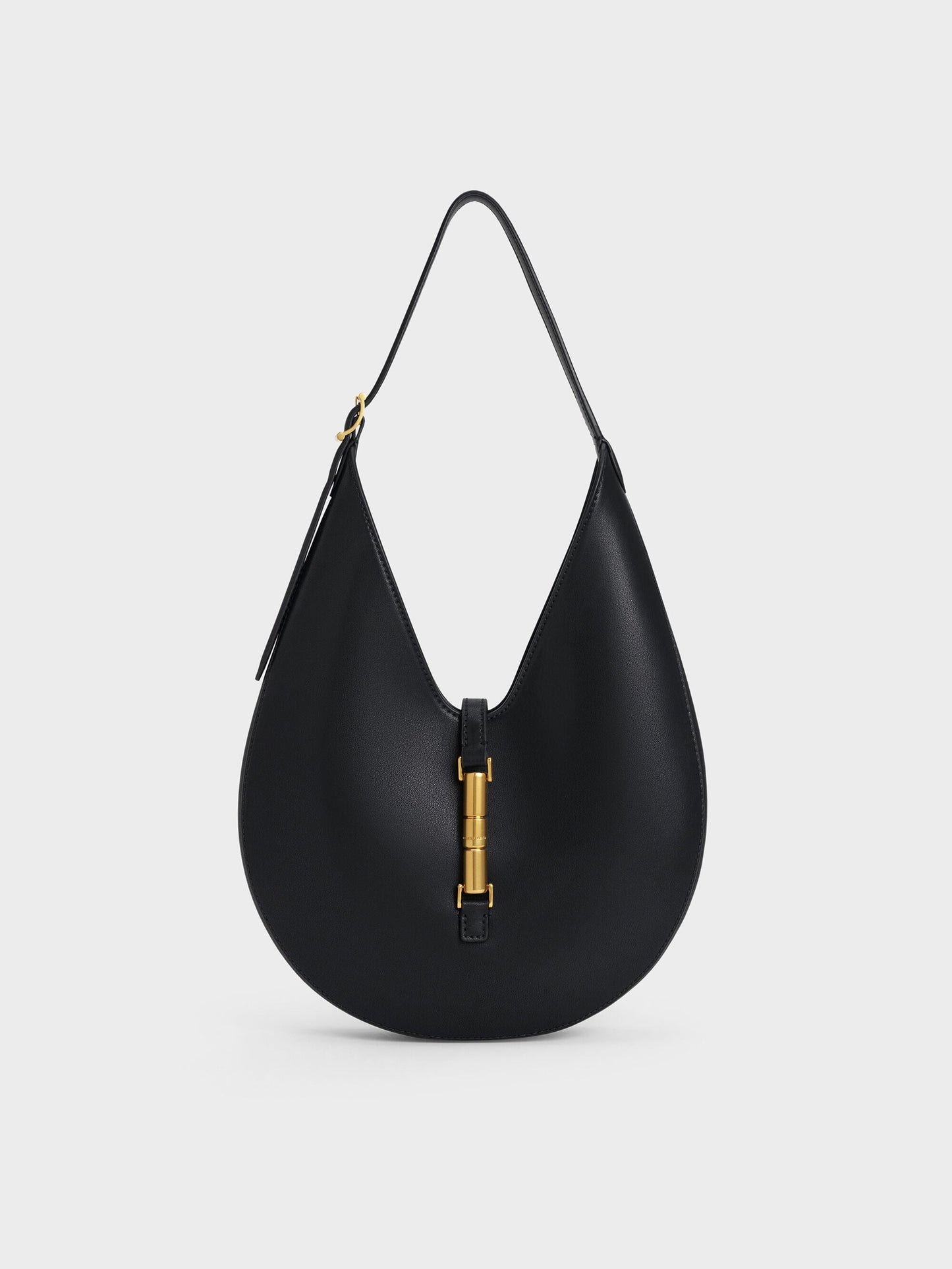 Cesia Metallic-Accent Hobo Bag - Black | CHARLES & KEITH