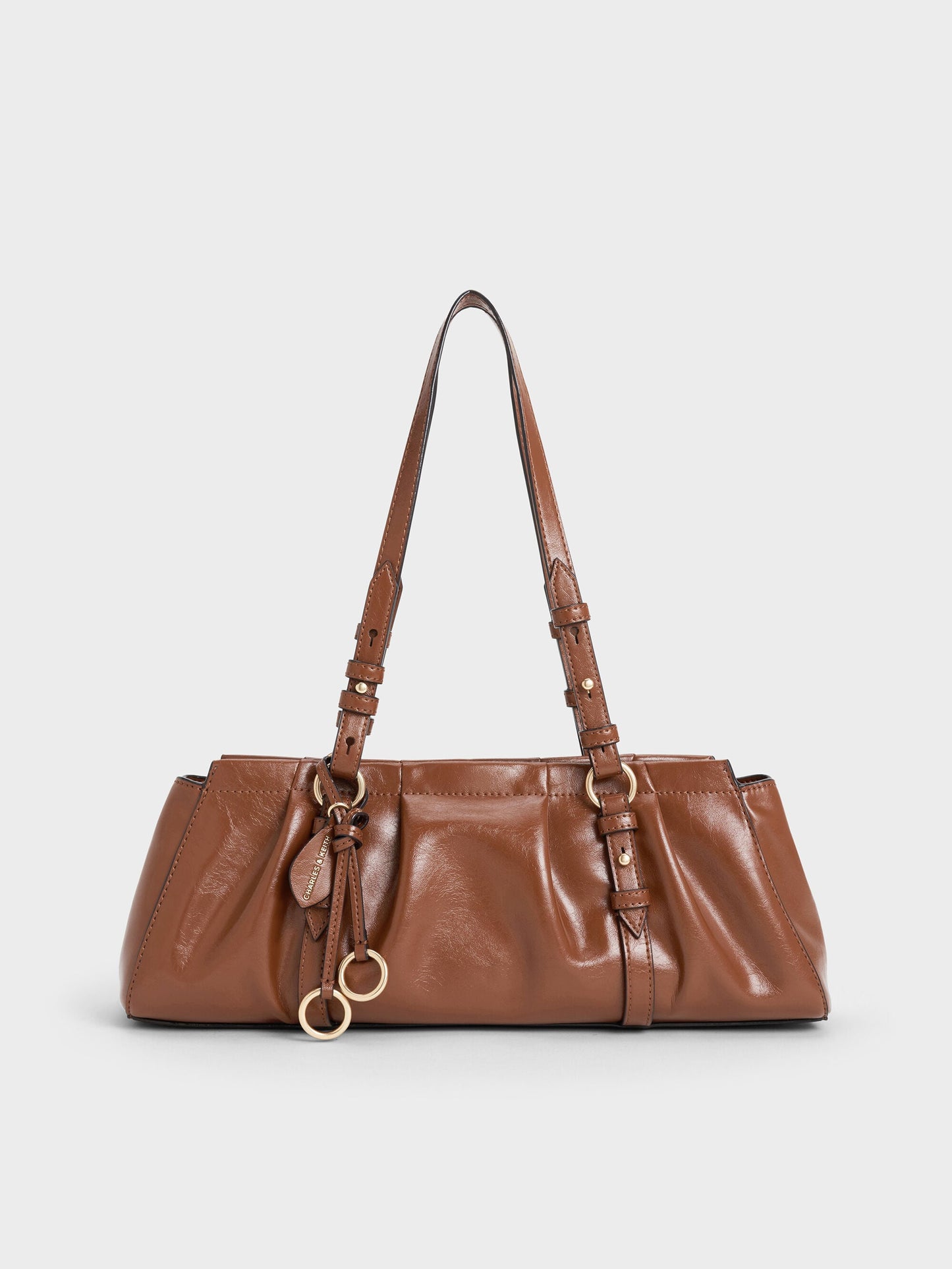 Britton Elongated Shoulder Bag - Chocolate | CHARLES & KEITH