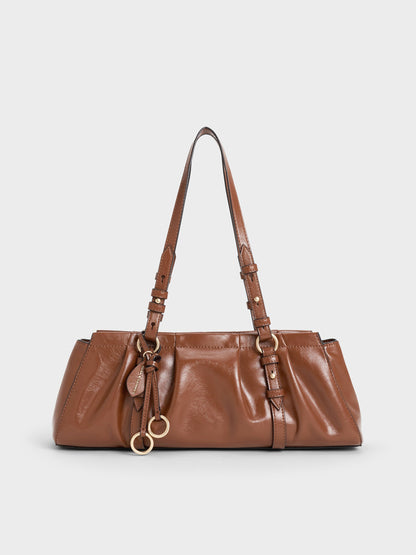 Britton Elongated Shoulder Bag - Chocolate | CHARLES & KEITH