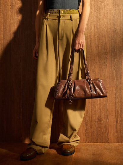 Britton Elongated Shoulder Bag - Chocolate | CHARLES & KEITH
