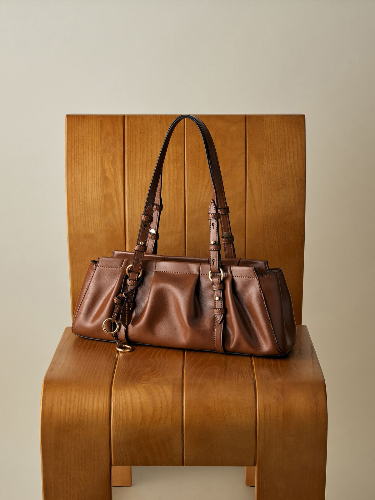 Britton Elongated Shoulder Bag - Chocolate | CHARLES & KEITH