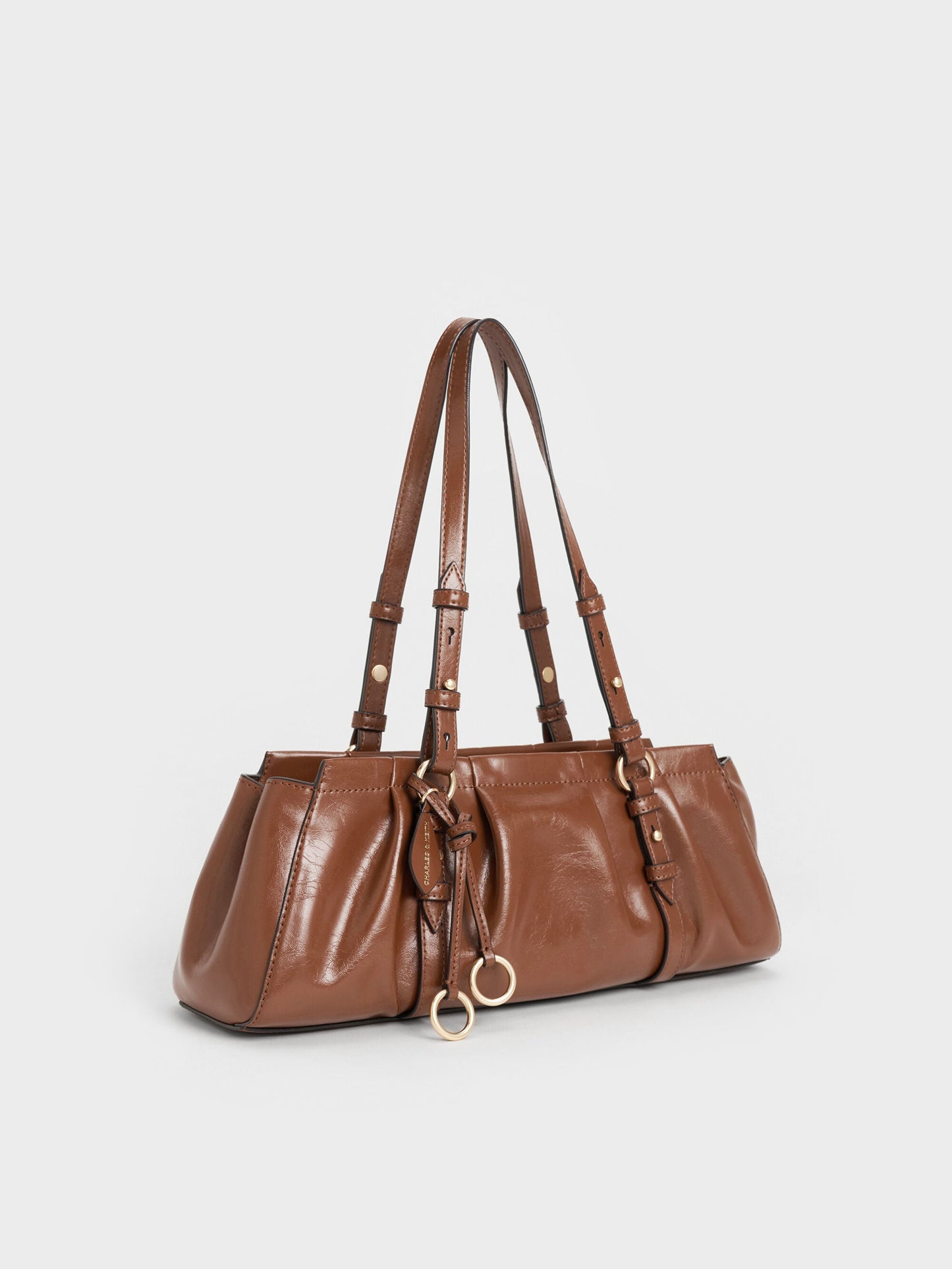 Britton Elongated Shoulder Bag - Chocolate | CHARLES & KEITH