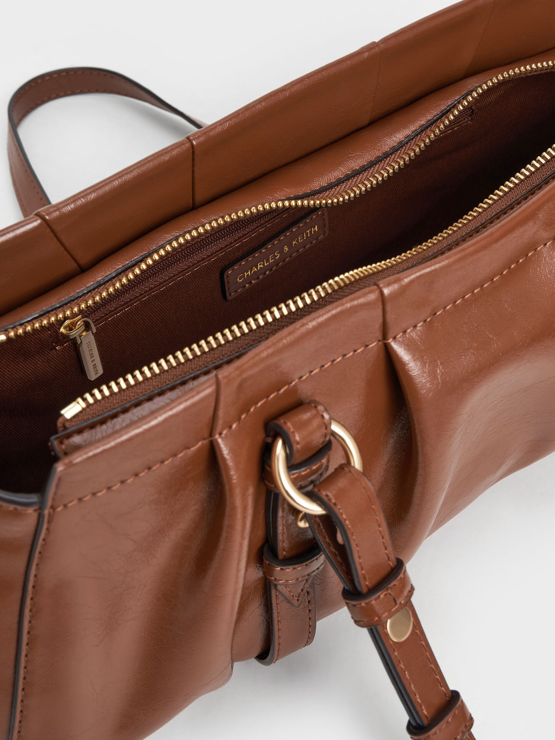 Britton Elongated Shoulder Bag - Chocolate | CHARLES & KEITH