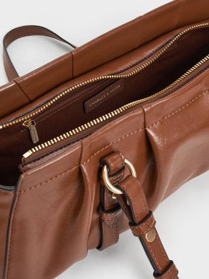 Britton Elongated Shoulder Bag - Chocolate | CHARLES & KEITH
