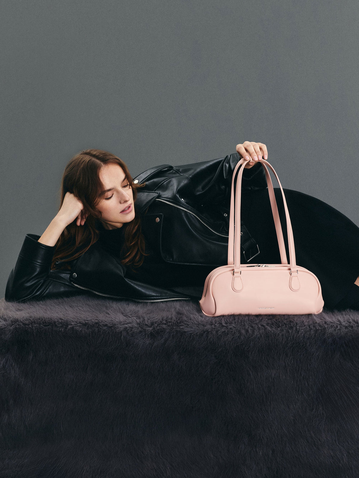 Nelly Elongated Shoulder Bag - Light Pink | CHARLES & KEITH