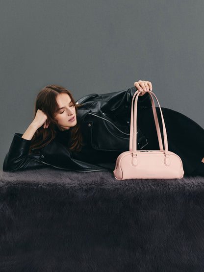 Nelly Elongated Shoulder Bag - Light Pink | CHARLES & KEITH