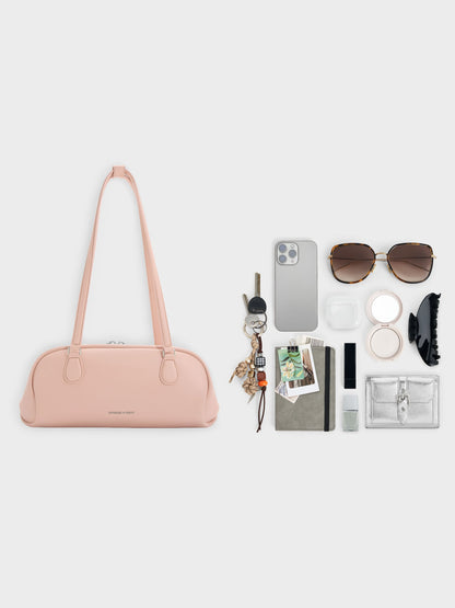 Nelly Elongated Shoulder Bag - Light Pink | CHARLES & KEITH