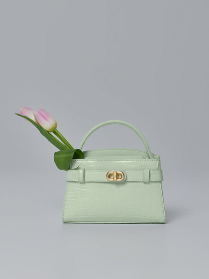 Aubrielle Croc-Effect Belted Top Handle Bag - Mint Green | CHARLES & KEITH