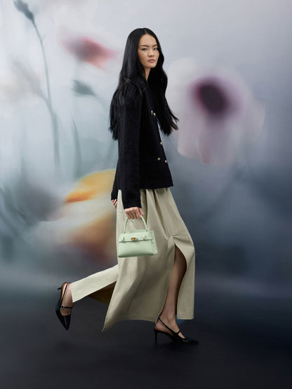 Aubrielle Croc-Effect Belted Top Handle Bag - Mint Green | CHARLES & KEITH
