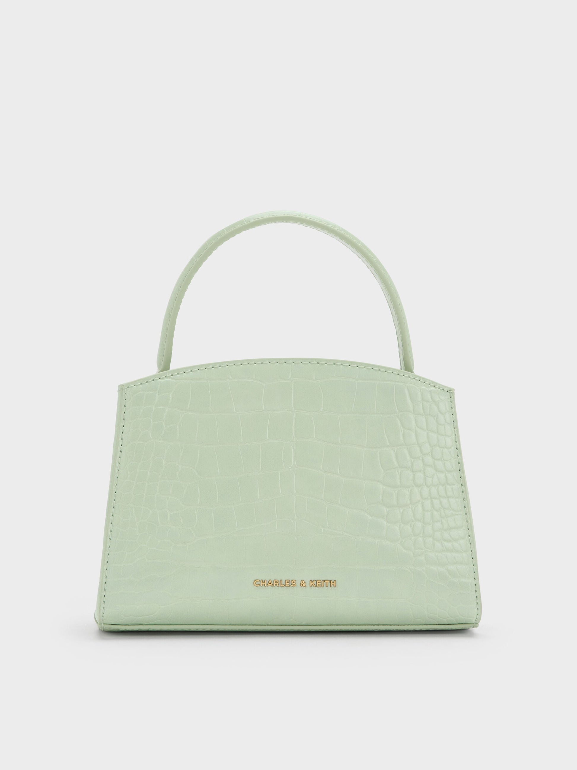 Aubrielle Croc-Effect Belted Top Handle Bag - Mint Green | CHARLES & KEITH