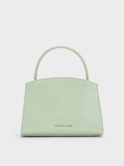 Aubrielle Croc-Effect Belted Top Handle Bag - Mint Green | CHARLES & KEITH