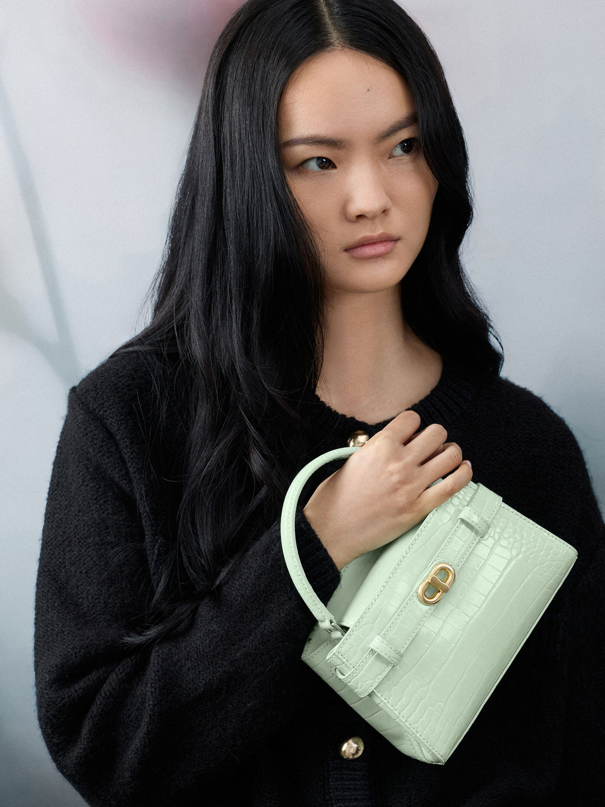 Aubrielle Croc-Effect Belted Top Handle Bag - Mint Green | CHARLES & KEITH