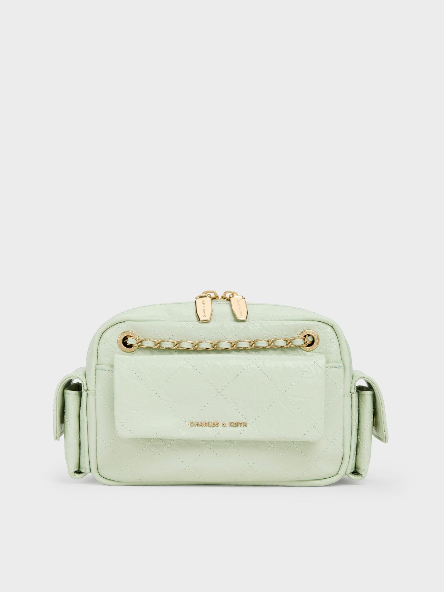 Duo Quilted Crossbody Bag - Mint Green | CHARLES & KEITH