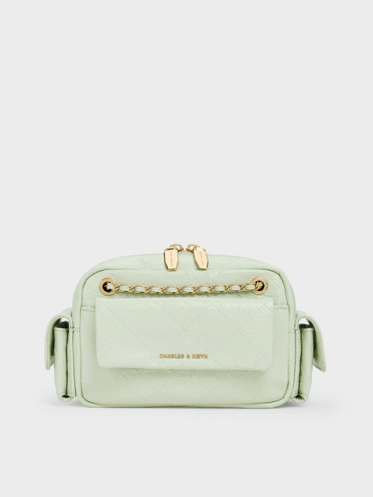 Duo Quilted Crossbody Bag - Mint Green | CHARLES & KEITH