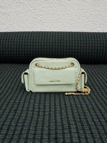 Duo Quilted Crossbody Bag - Mint Green | CHARLES & KEITH