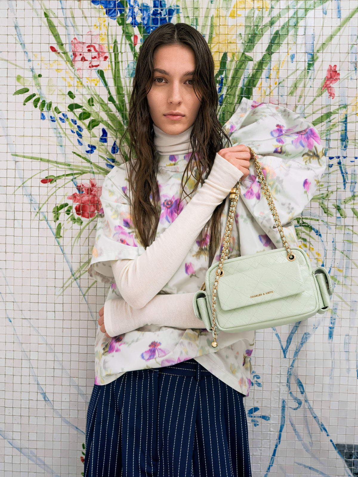 Duo Quilted Crossbody Bag - Mint Green | CHARLES & KEITH