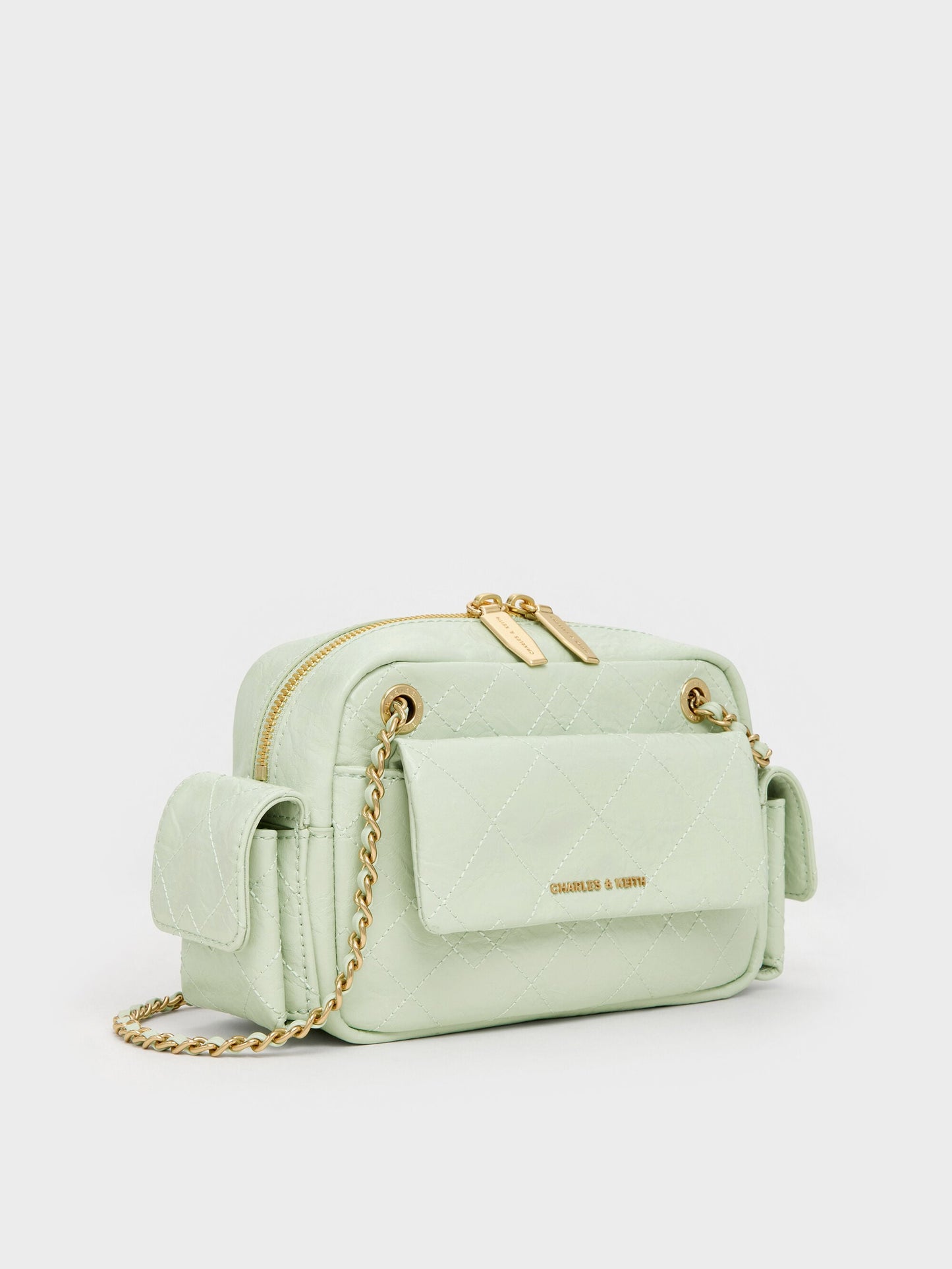 Duo Quilted Crossbody Bag - Mint Green | CHARLES & KEITH