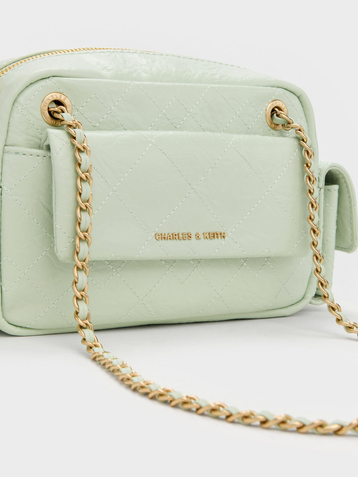 Duo Quilted Crossbody Bag - Mint Green | CHARLES & KEITH