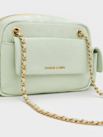 Duo Quilted Crossbody Bag - Mint Green | CHARLES & KEITH