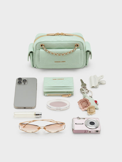 Duo Quilted Crossbody Bag - Mint Green | CHARLES & KEITH