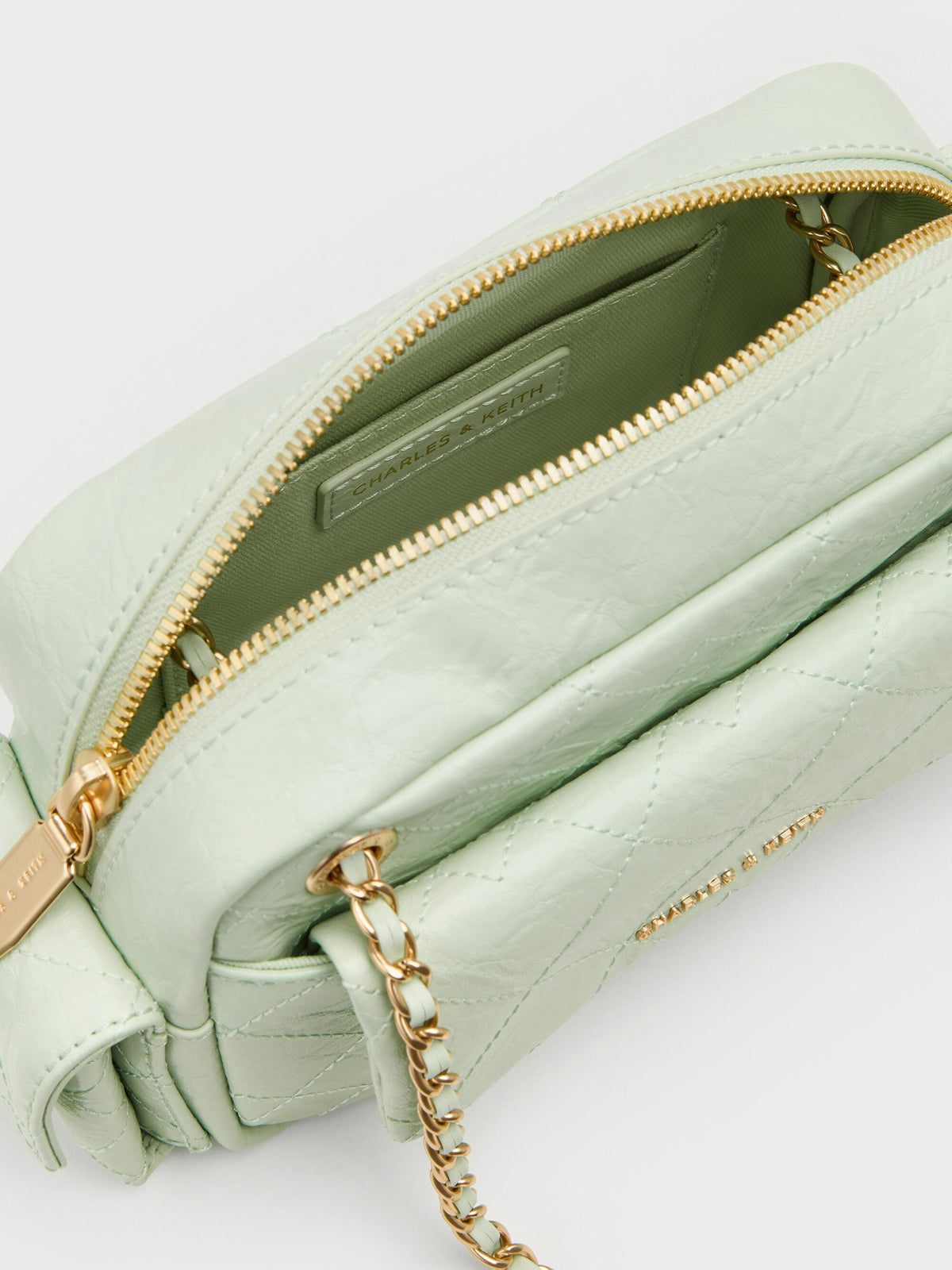 Duo Quilted Crossbody Bag - Mint Green | CHARLES & KEITH