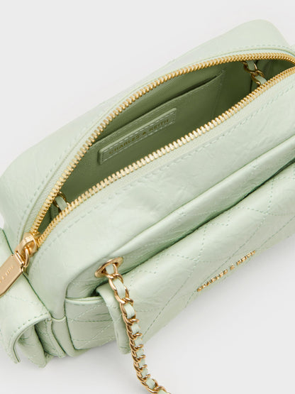 Duo Quilted Crossbody Bag - Mint Green | CHARLES & KEITH